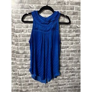 Anthropologie Maeve Royal Blue Clovis Pleated Top Sleeveless‎ Blouse